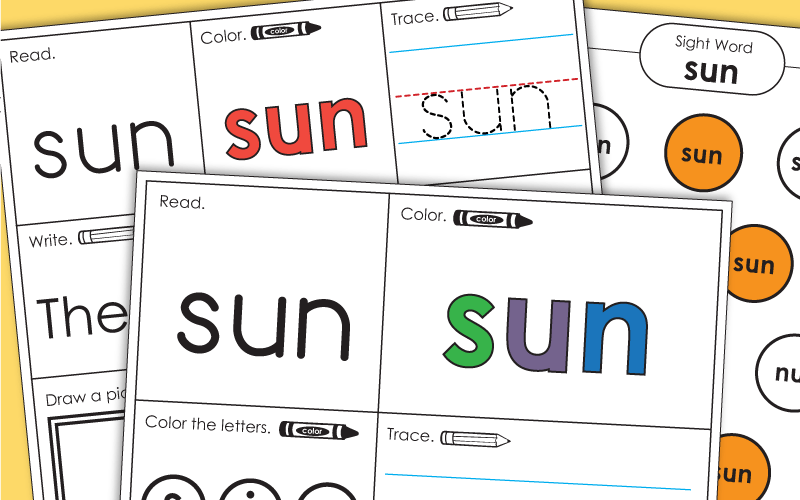 Sight Word Worksheets: Sun