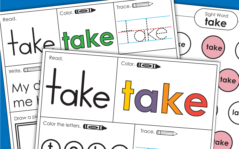 Sight Word Worksheets: Take