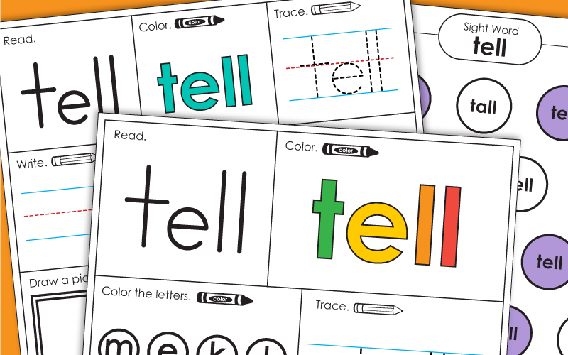 Sight Word Worksheets: Tell