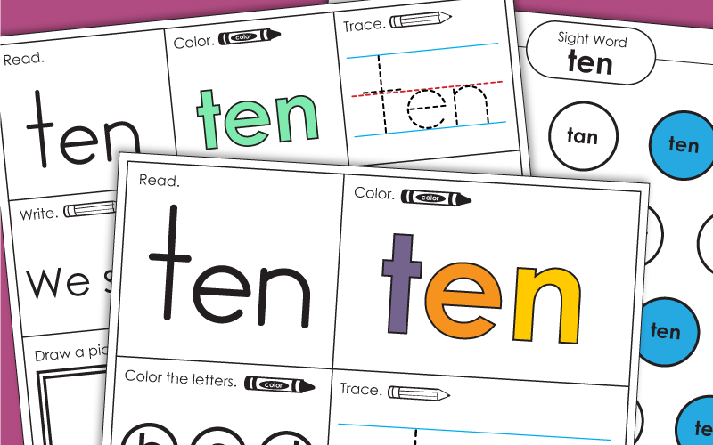 Sight Word Worksheets: Ten