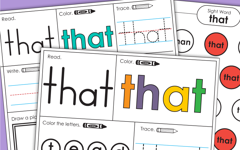 Sight Word Worksheets: That