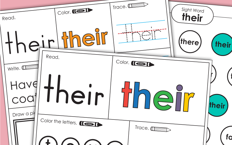 Sight Word Worksheets: Their