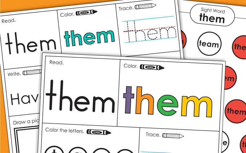 Sight Word Worksheets: Them