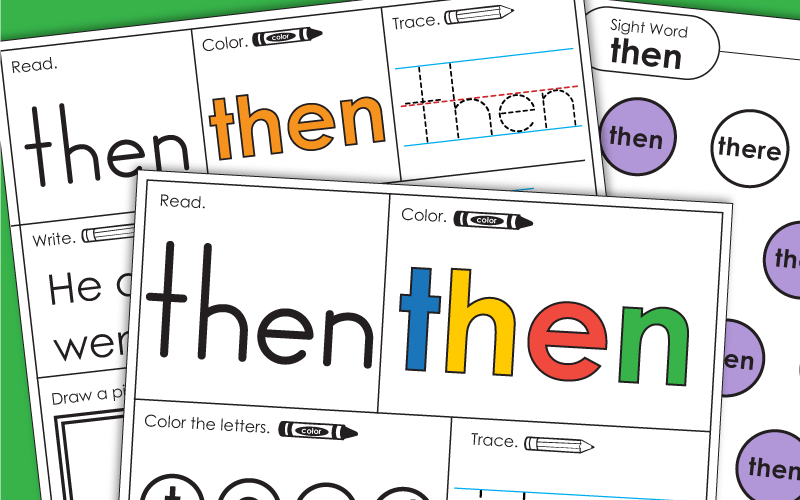 Sight Word Worksheets: Then