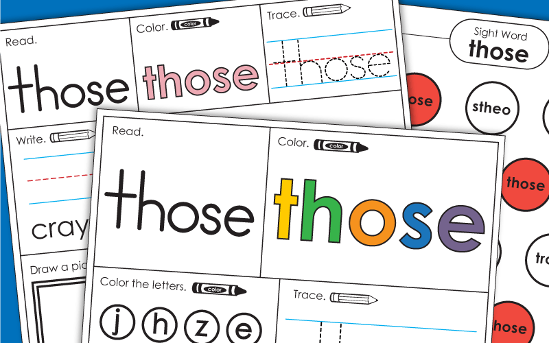 Sight Word Worksheets: Those