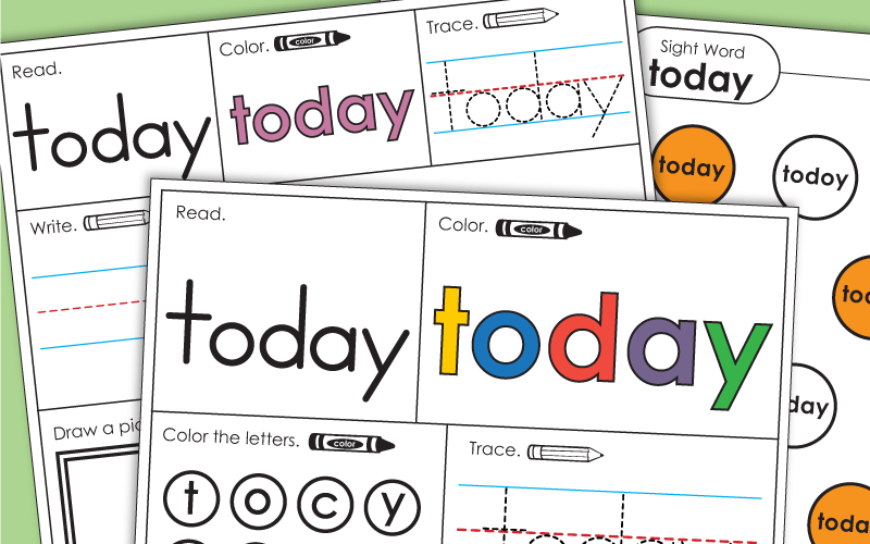 Sight Word Worksheets: Today