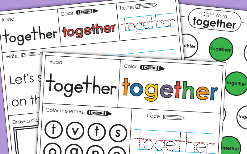 Sight Word Worksheets: Together