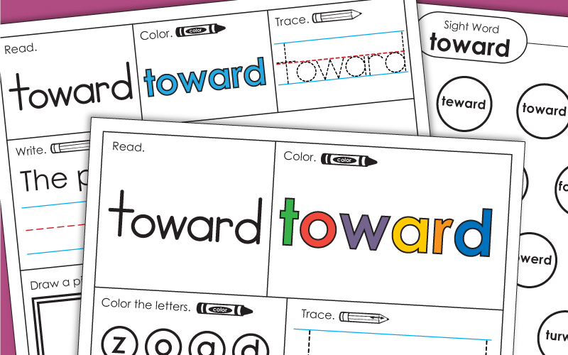 Sight Word Worksheets: Toward