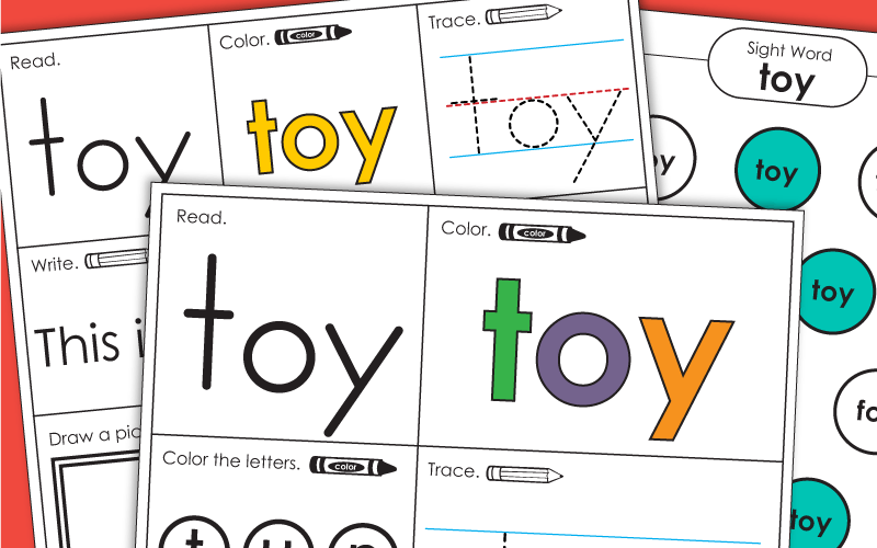 Sight Word Worksheets: Toy