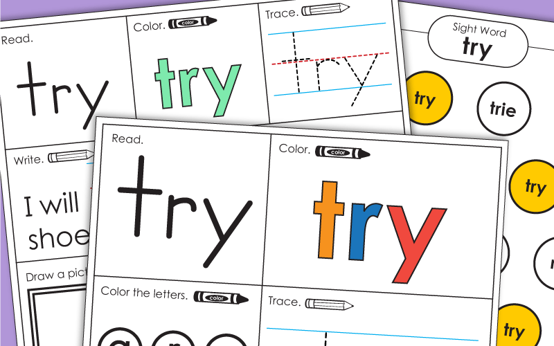 Sight Word Worksheets: Try