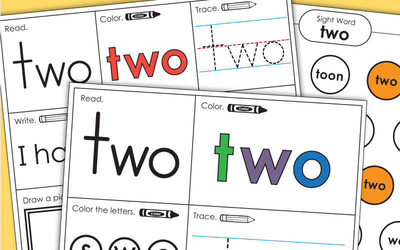 Sight Word Worksheets: Two