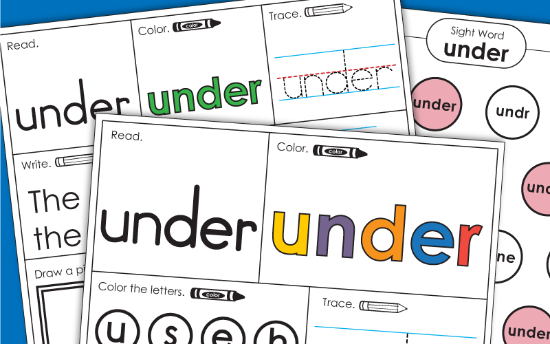 Sight Word Worksheets: Under