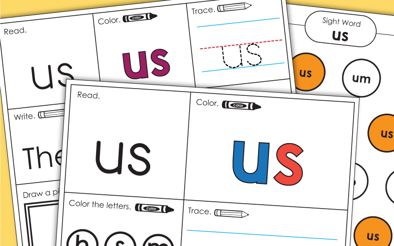 Sight Word Worksheets: Us