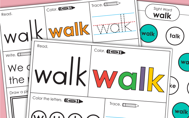 Sight Word Worksheets: Walk