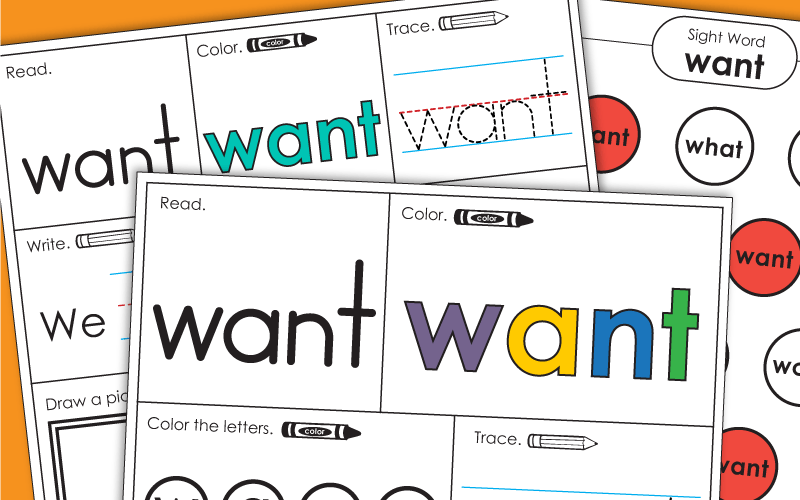 Sight Word Worksheets: Want