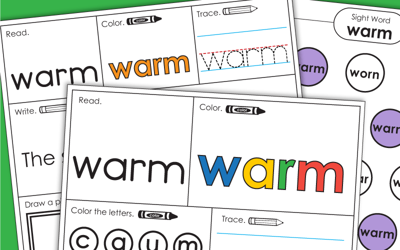 Sight Word Worksheets: Warm