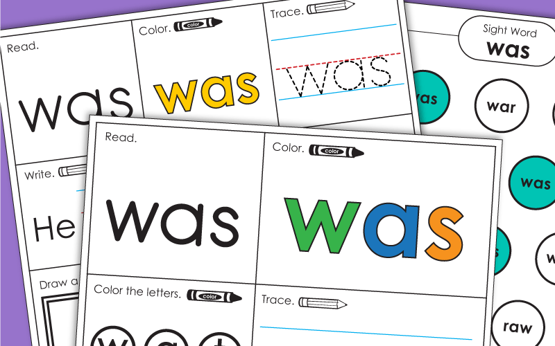 Sight Word Worksheets: Was