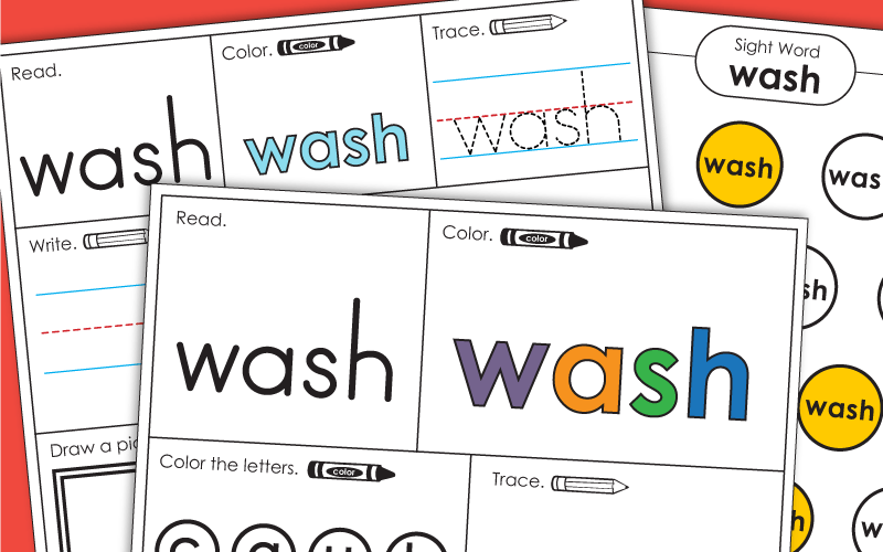 Sight Word Worksheets: Wash