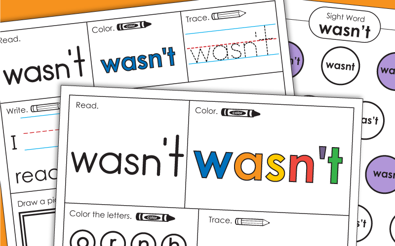 Sight Word Worksheets: Wasn't