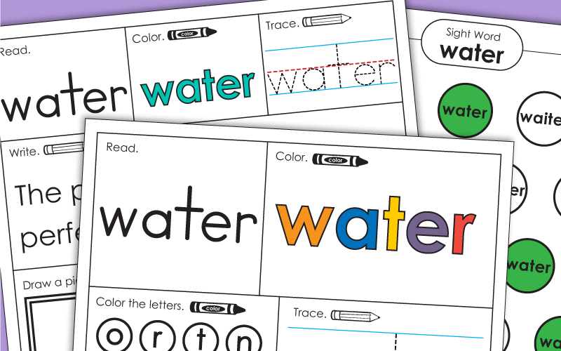 Sight Word Worksheets: Water