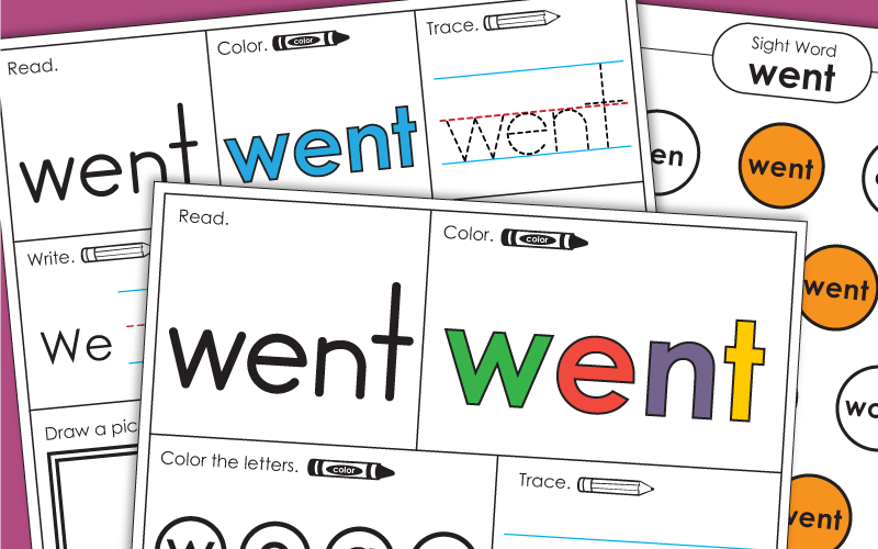 Sight Word Worksheets: Went