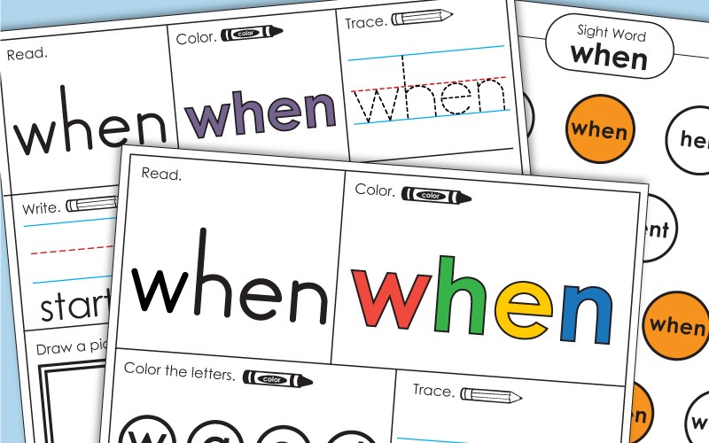 Sight Word Worksheets: When