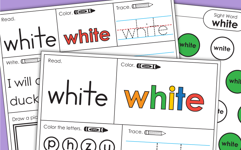 Sight Word Worksheets: White