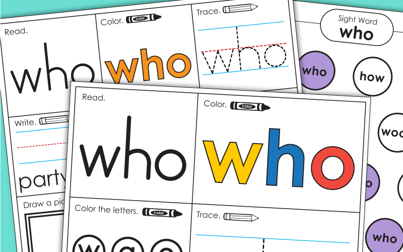 Sight Word Worksheets: Who