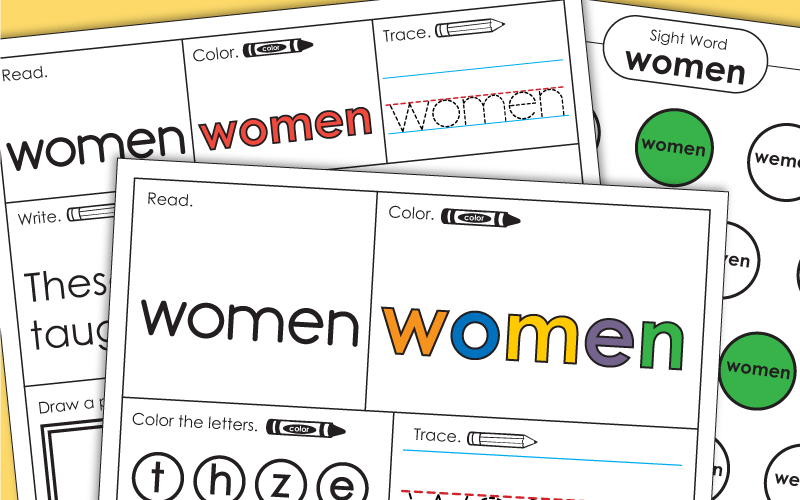 Sight Word Worksheets: Women