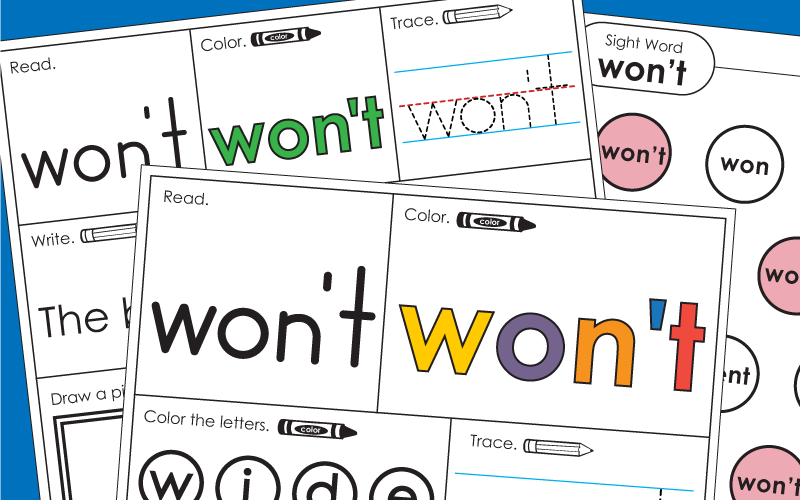 Sight Word Worksheets: Won't