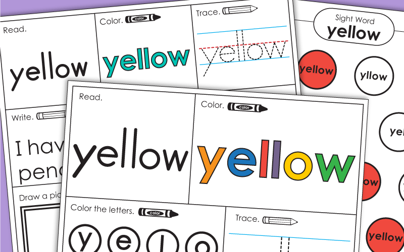 Sight Word Worksheets: Yellow