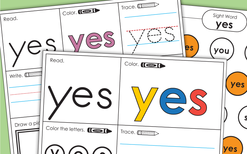 Sight Word Worksheets: Yes