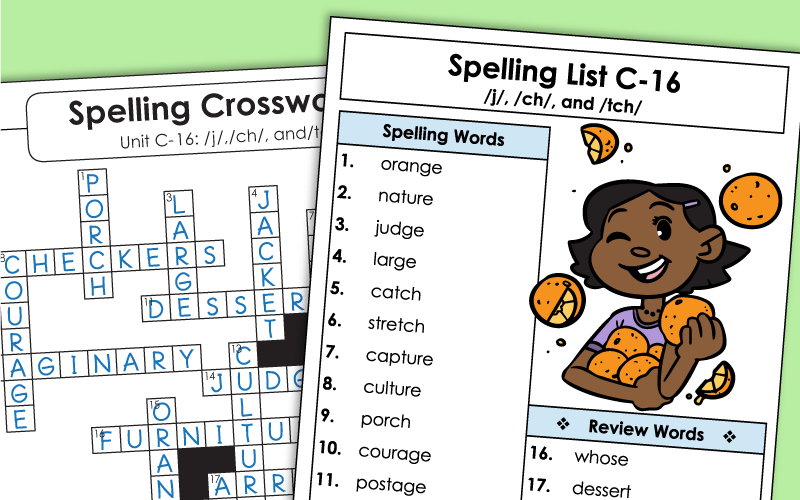 3rd Grade Spelling Worksheets - Unit 16