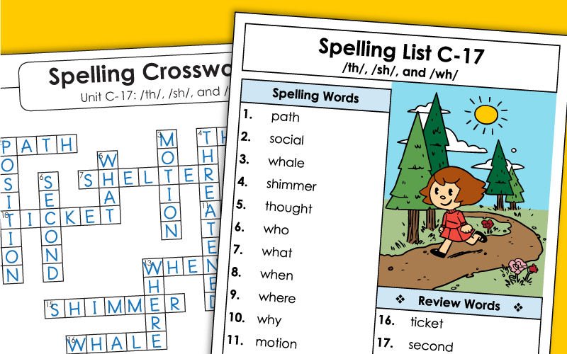 Spelling Worksheets - 3rd Grade - Unit 17