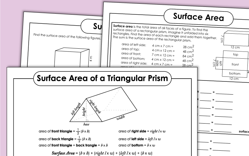 Surface Area Worksheets