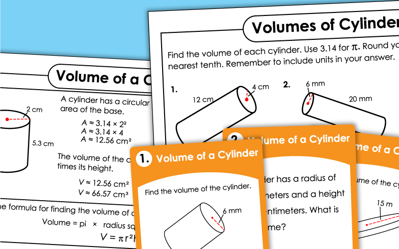 Volume of Cylinders Worksheets