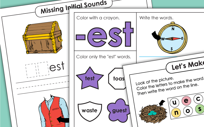 Word Family Worksheets -est