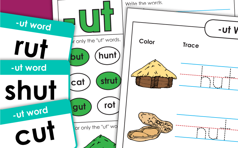 Word Family Worksheets -ut