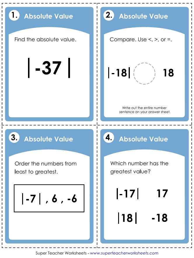 Absolute Value Printables