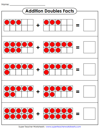 Addition Doubles Facts - Ten Frames