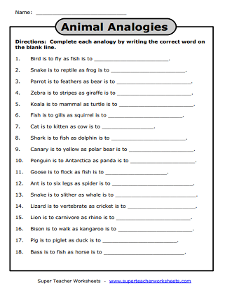 Analogies Worksheets