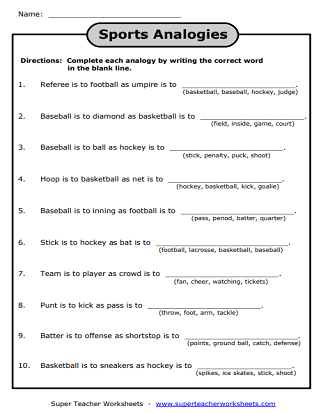 Analogy Worksheets