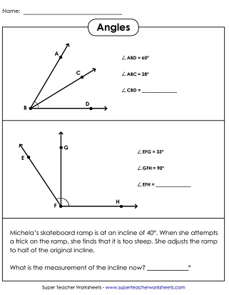 Adding Adjacent Angles Worksheet