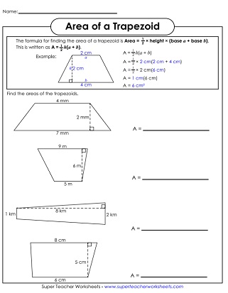 Area of Trapezoids Printable