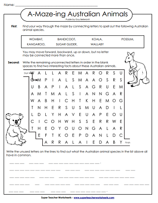 Australia Worksheets and Activities