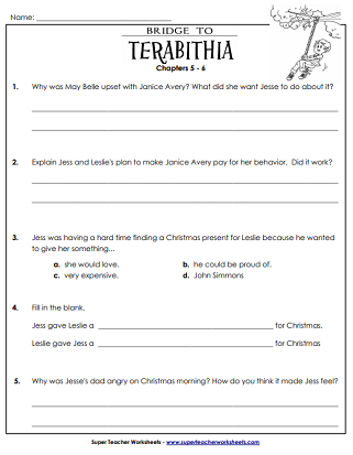 Book Worksheets (Bridge to Terebithia)