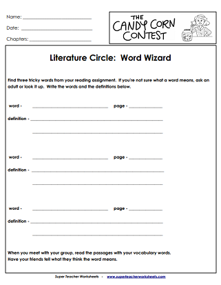 Literacy Unit Book Worksheets