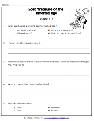 Chapter Books Printable Worksheets