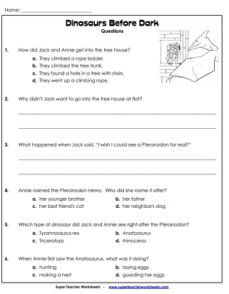 Dinosaurs Before Dark (Magic Tree House) Book Questions