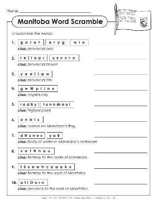 Manitoba Puzzle Worksheet